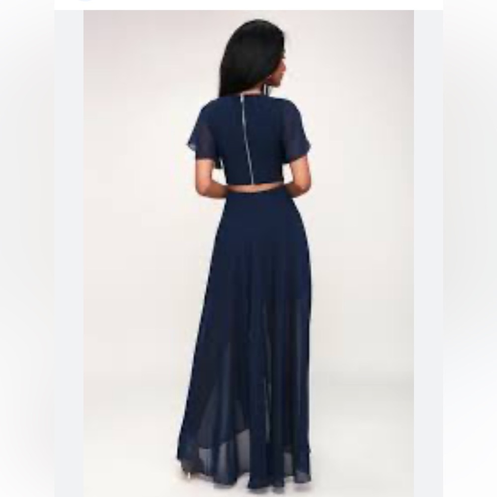 Ali & Jay Bohemian Rhapsody Navy Blue Cutout High-Low Dress - Picture 3 of 9